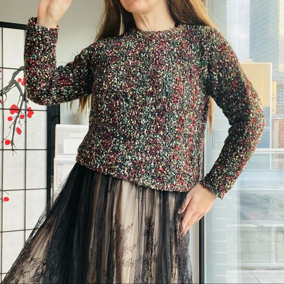 Lord & Taylor Vintage Confetti Ribbon Wool Angora Rabbit Hair Blend Sweater - Picture 3 of 17